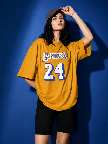 Leotude Mustard Court 24 Printed Oversized Tshirt for Women