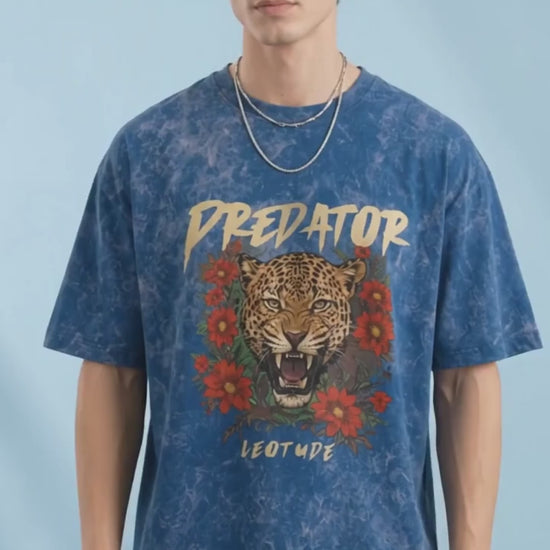 Leotude Men's Blue PREDATOR Printed T-Shirt