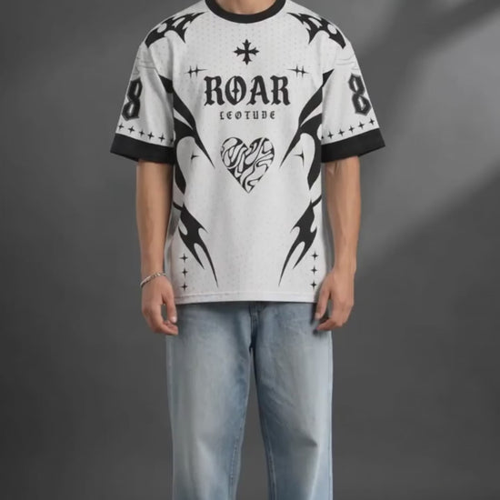 Leotude Men's White Roar Printed T-Shirt