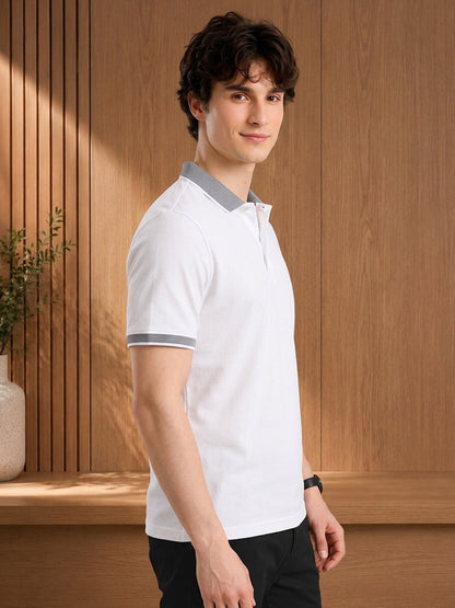 Leotude Men's White Classic Polo T-Shirt