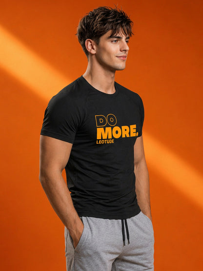 Leotude Black Do More Printed Regular Fit Tshirt for Men