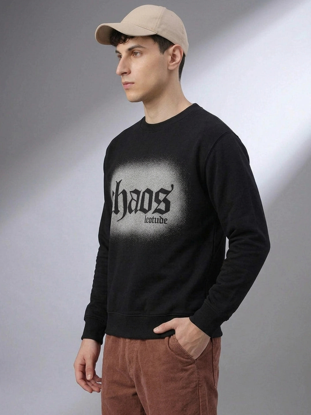 Leotude Chaos Black Graphic Sweatshirt for Men