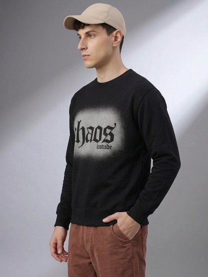 Leotude Chaos Black Graphic Sweatshirt for Men