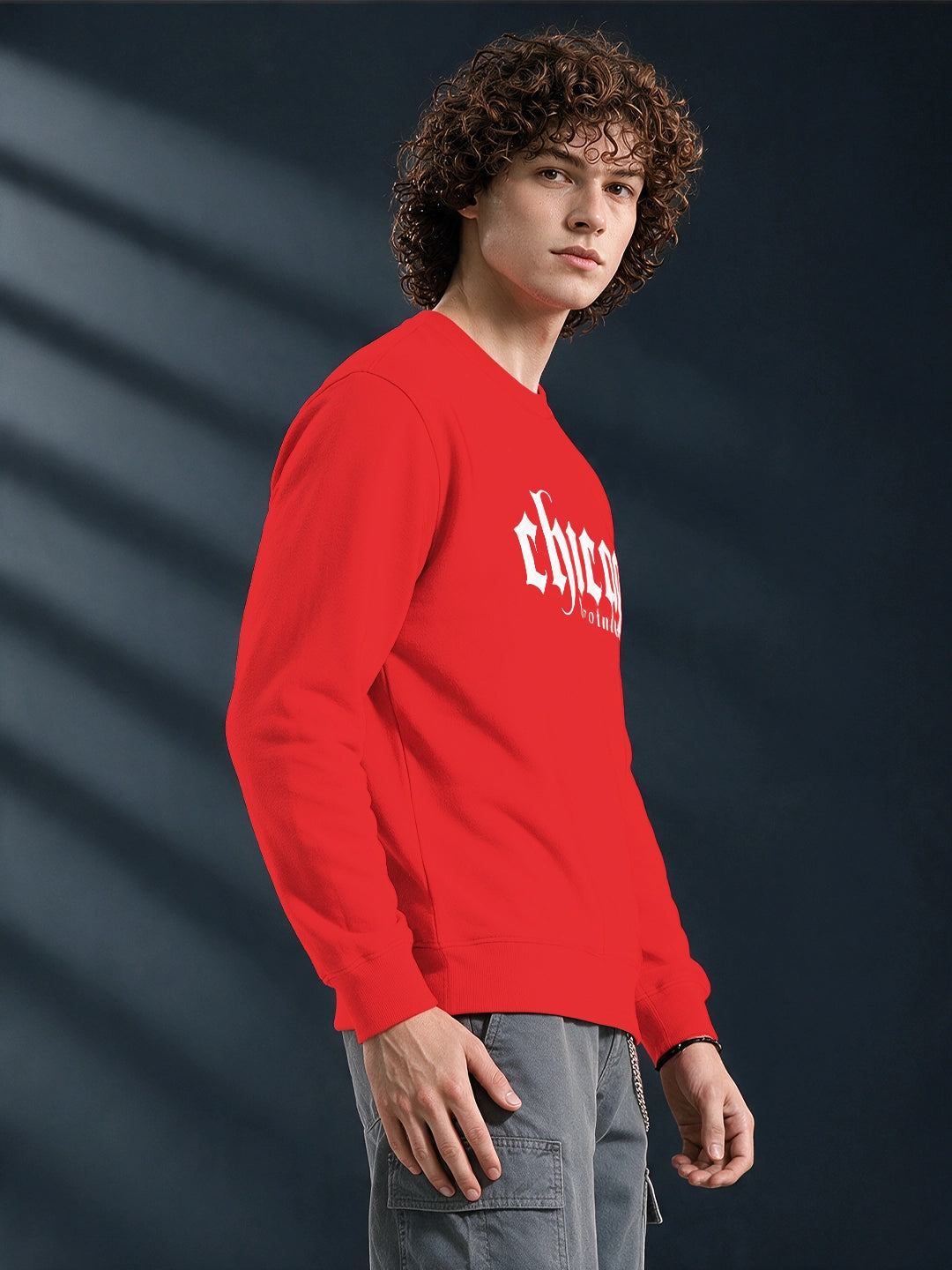 Men's Red Chicago Graphic Crew Neck Sweatshirt