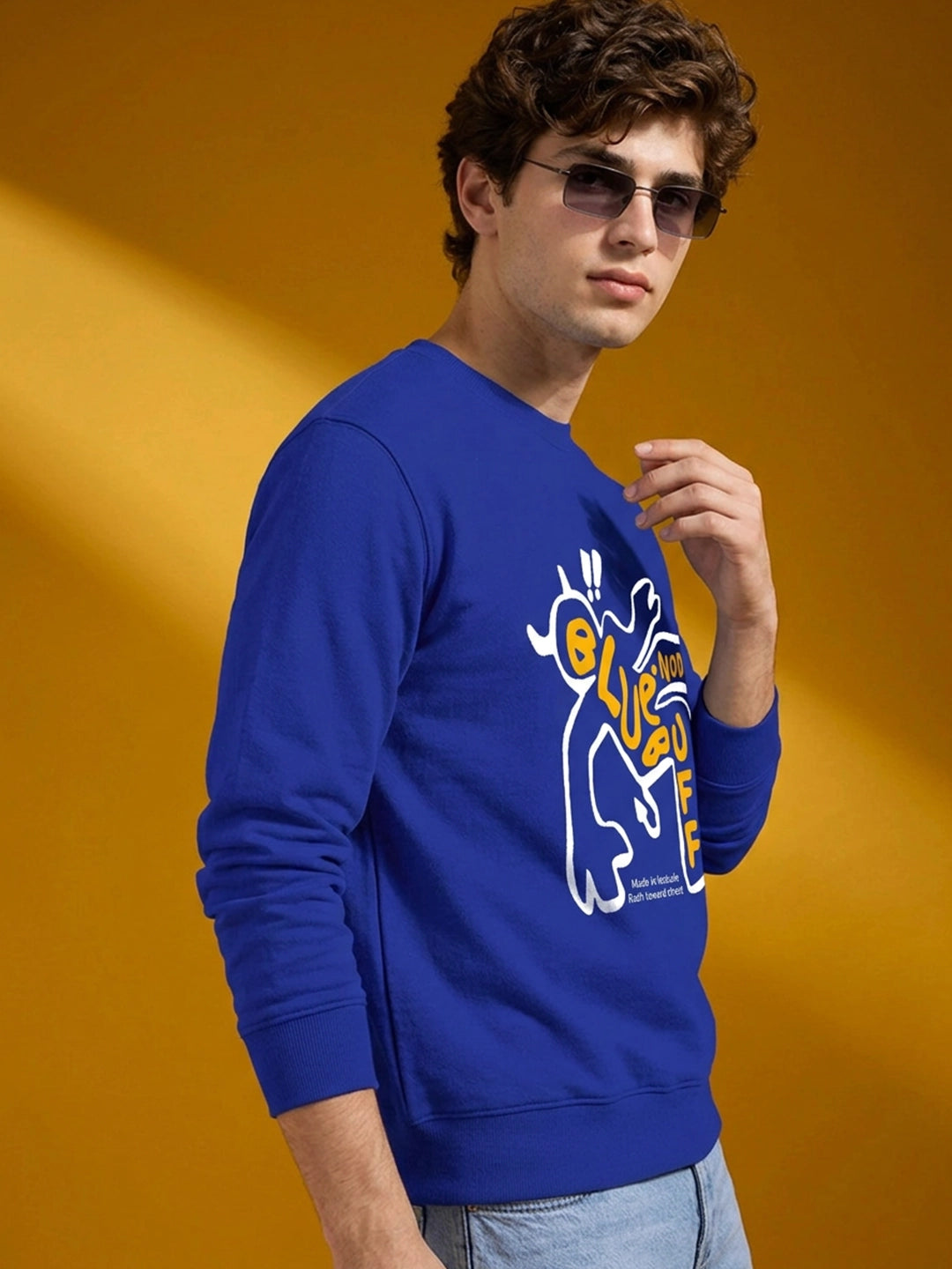 Leotude Blue Graphic Sweatshirt for Men