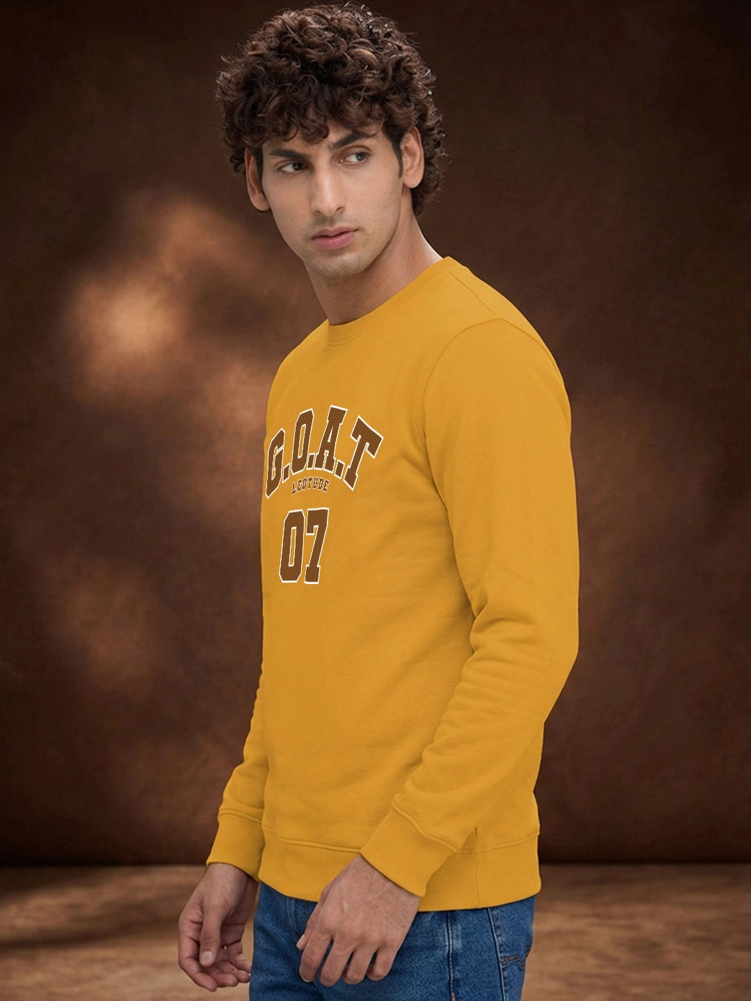 Leotude Mustard GOAT 07 Graphic Sweatshirt for Men