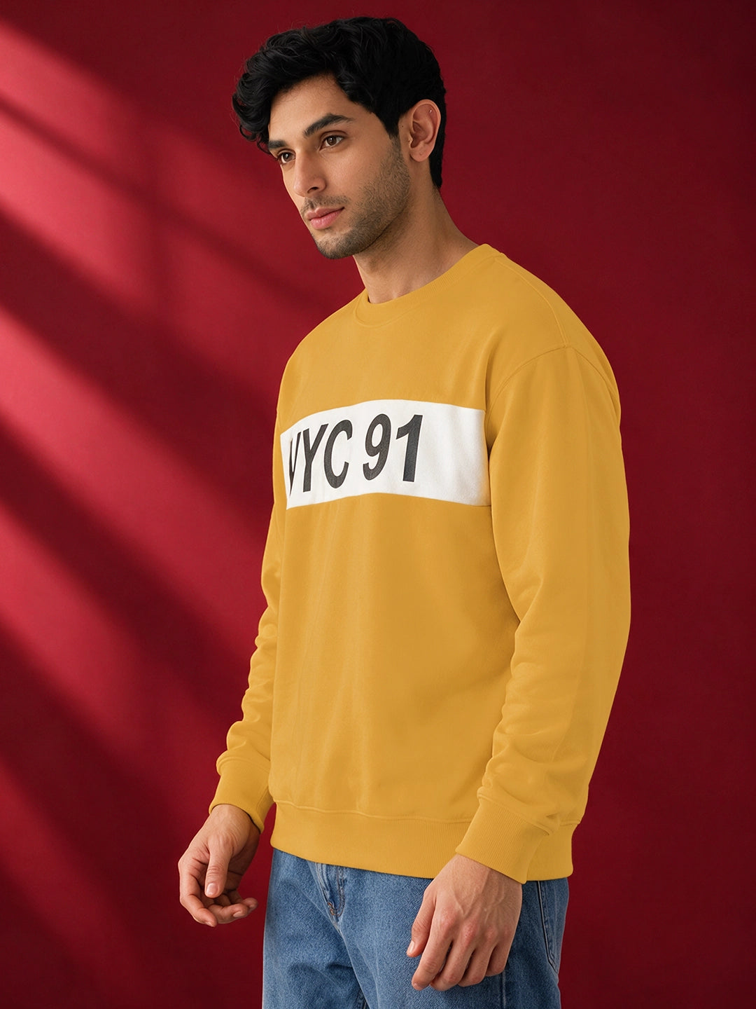 Leotude Yellow NYC 91 Printed Sweatshirt for Men