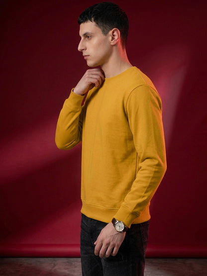 Men's Plain Mustard Crew Neck Sweatshirt
