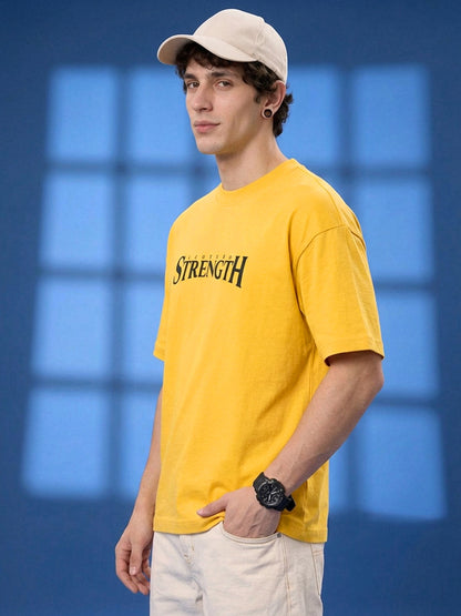Leotude Men "Limitless Strength" Yellow Oversized T-Shirt