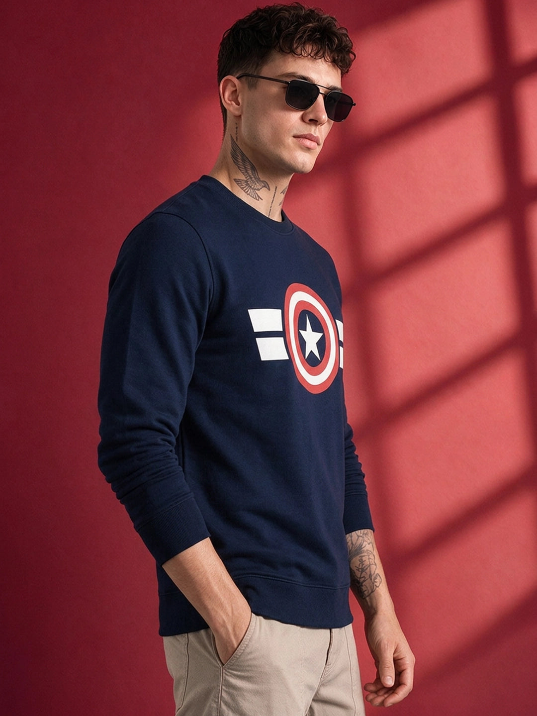 Men's Navy Blue Star Graphic Sweatshirt