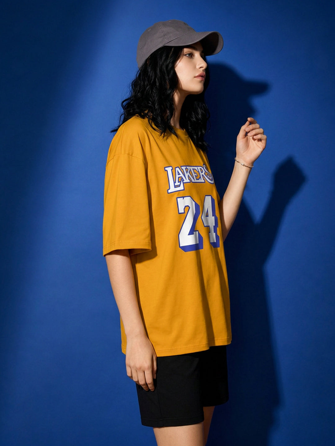 Leotude Mustard Court 24 Printed Oversized Tshirt for Women