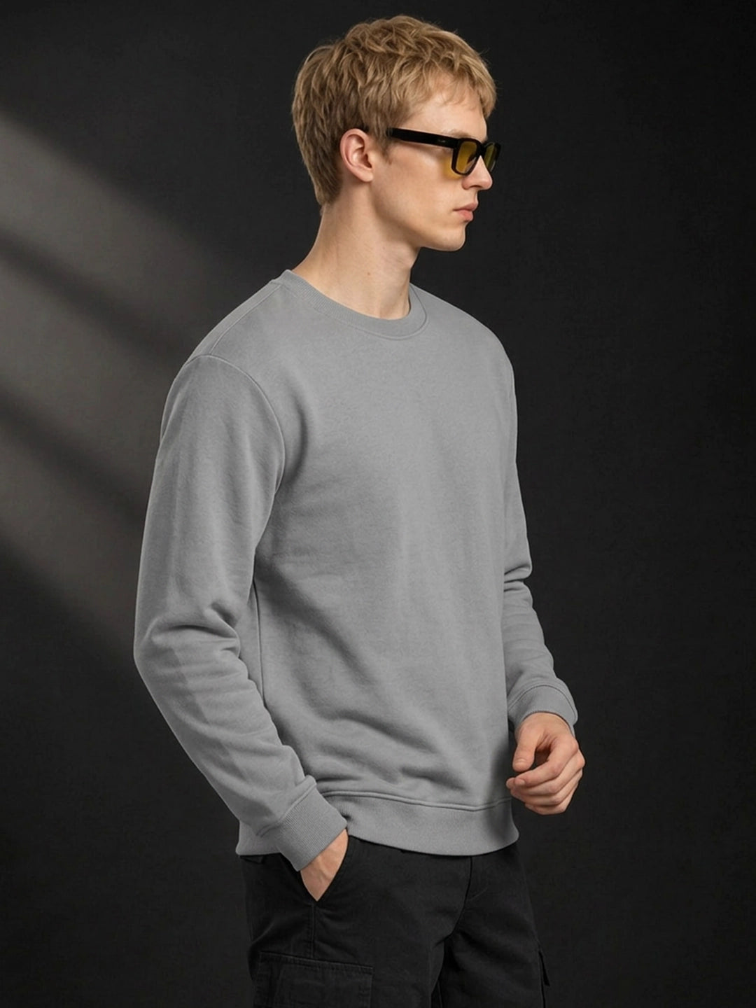 Men's Plain Grey Crew Neck Sweatshirt