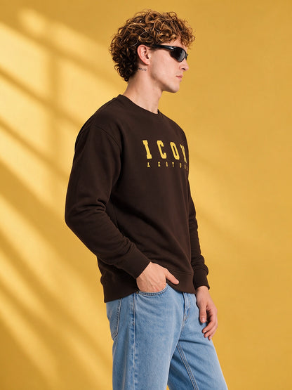 Leotude Brown Icon Graphic Sweatshirt for Men