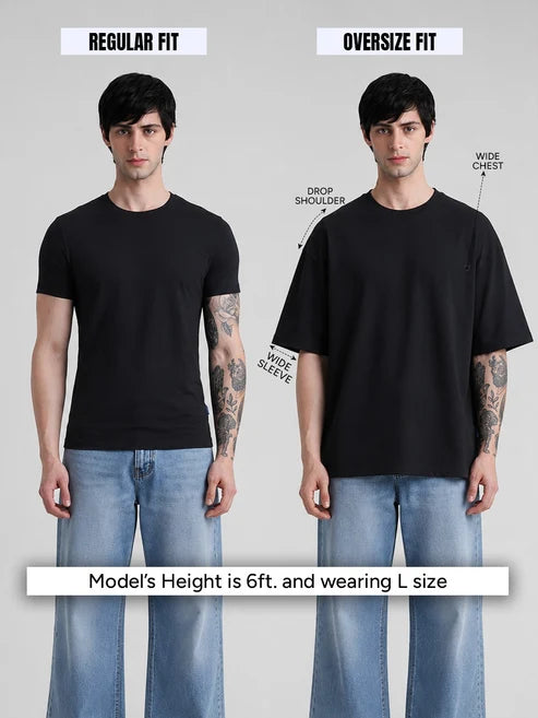 Leotude Men's Regular Fit vs Oversized T-Shirt Size Comparison