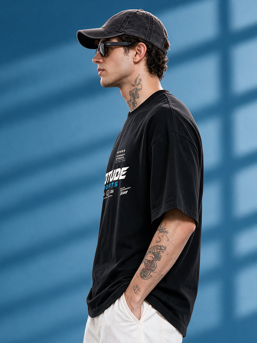 Leotude Men "Sports" Black Oversized T-Shirt