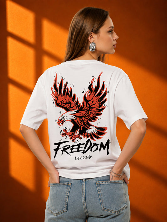 Leotude Women's White Freedom Premium T-Shirt