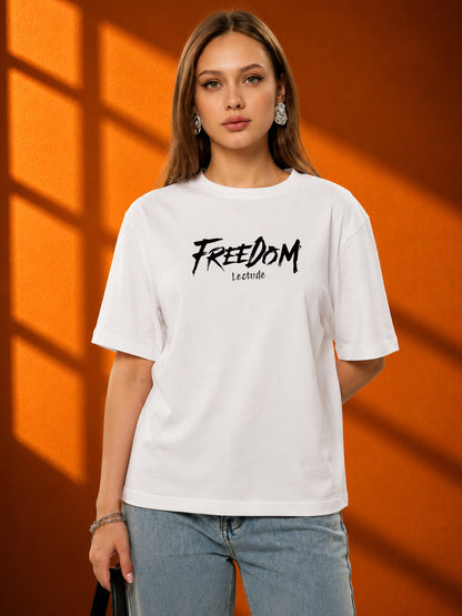 Leotude Women's White Freedom Premium T-Shirt