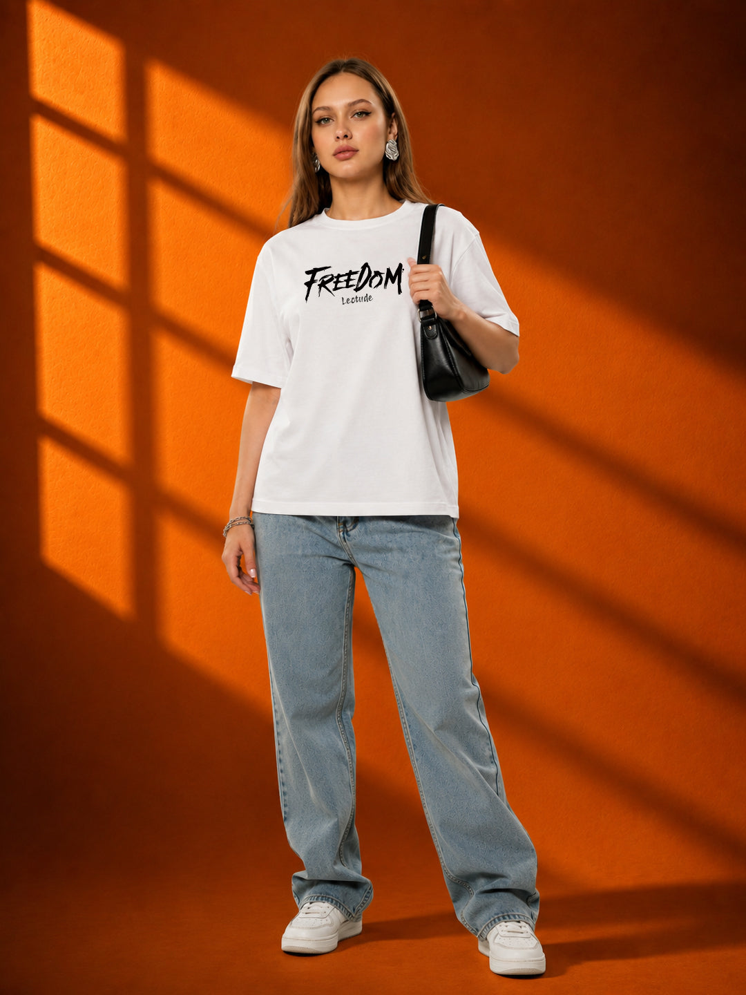 Leotude Women's White Freedom Premium T-Shirt