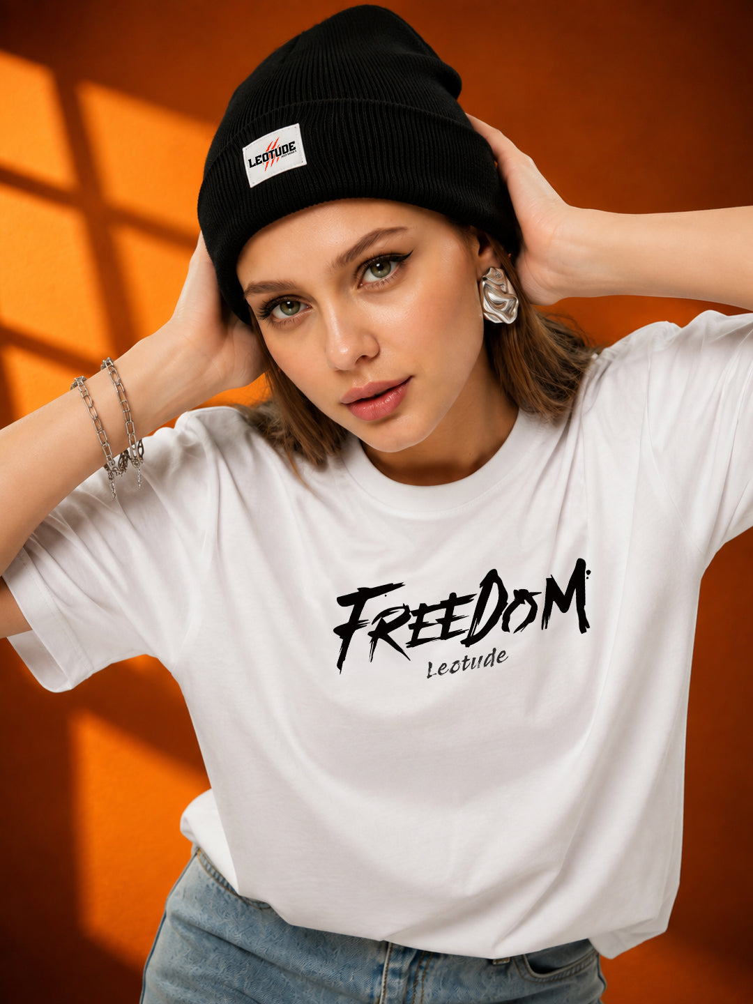 Leotude Women's White Freedom Premium T-Shirt