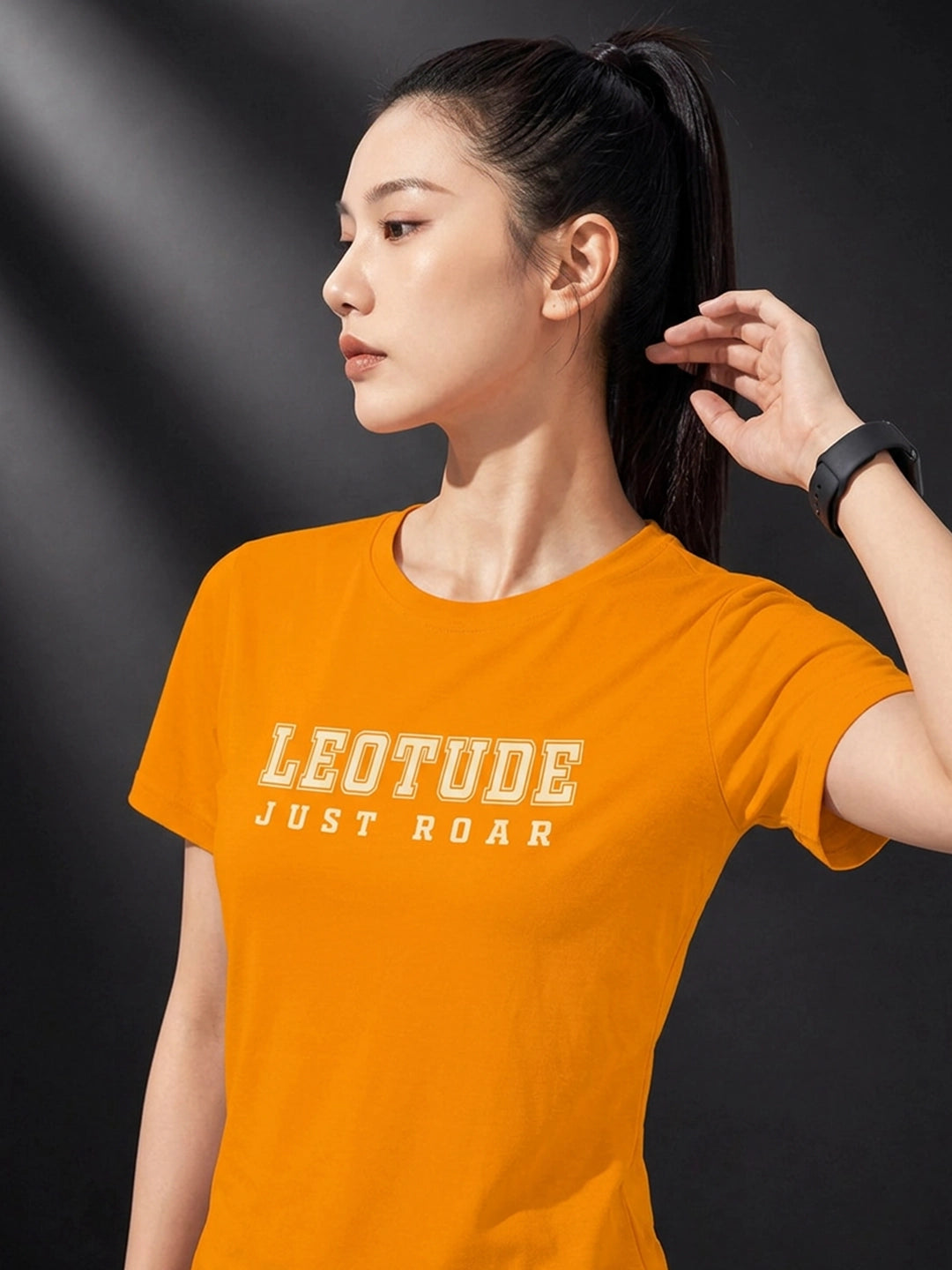 Leotude Women's Mustard Just Roar Printed T-Shirt