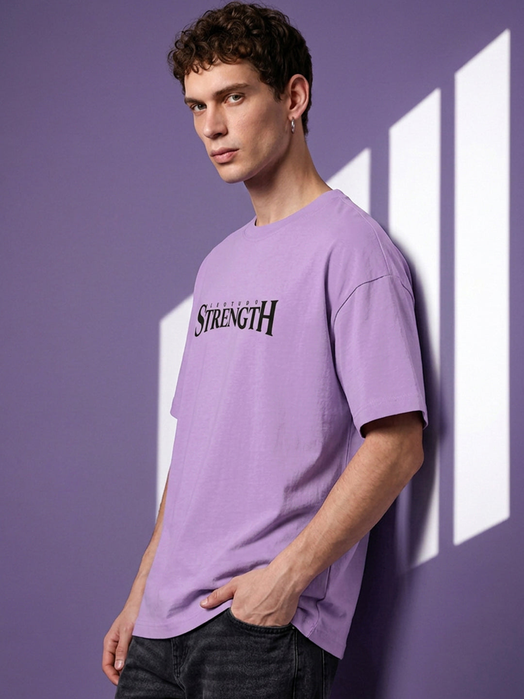 Leotude Men "Limitless Strength" Purple Oversized T-Shirt