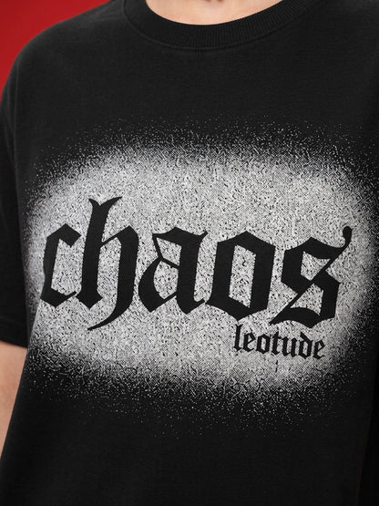 Leotude Women's Black CHAOS Printed Sweatshirt