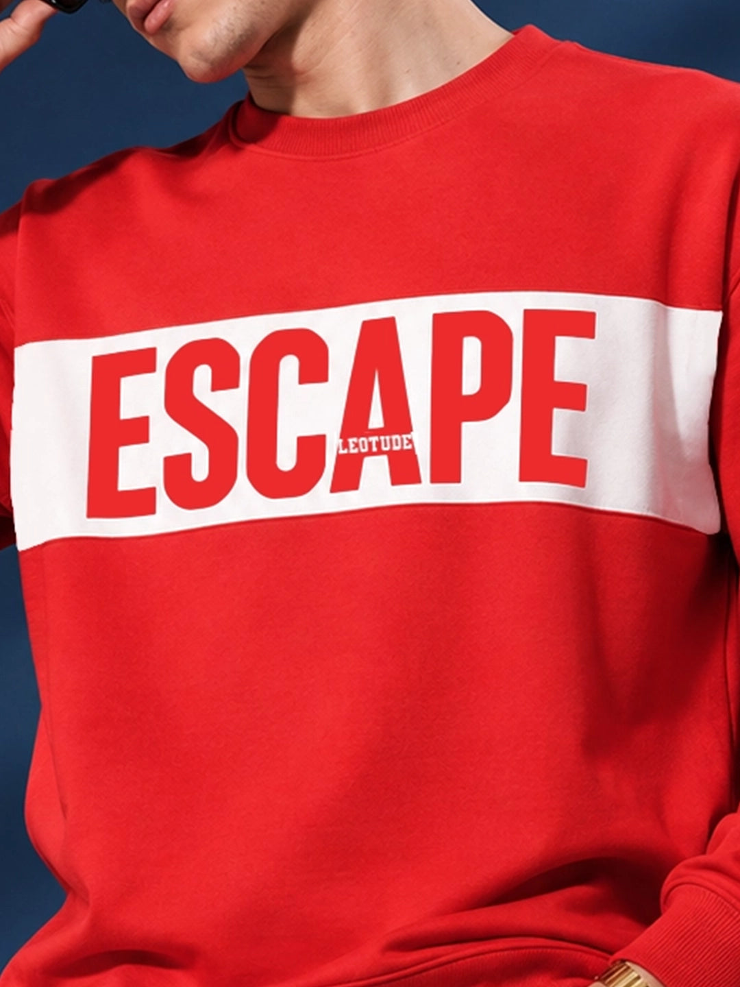 Men's Red Escape Graphic Crew Neck Sweatshirt