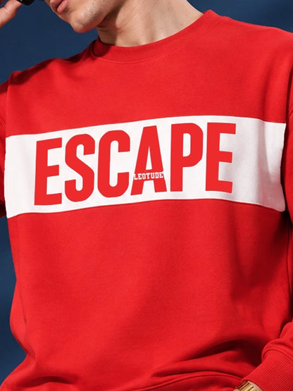 Men's Red Escape Graphic Crew Neck Sweatshirt