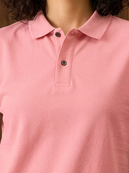Leotude Rose Pink Polo Tshirt for Women