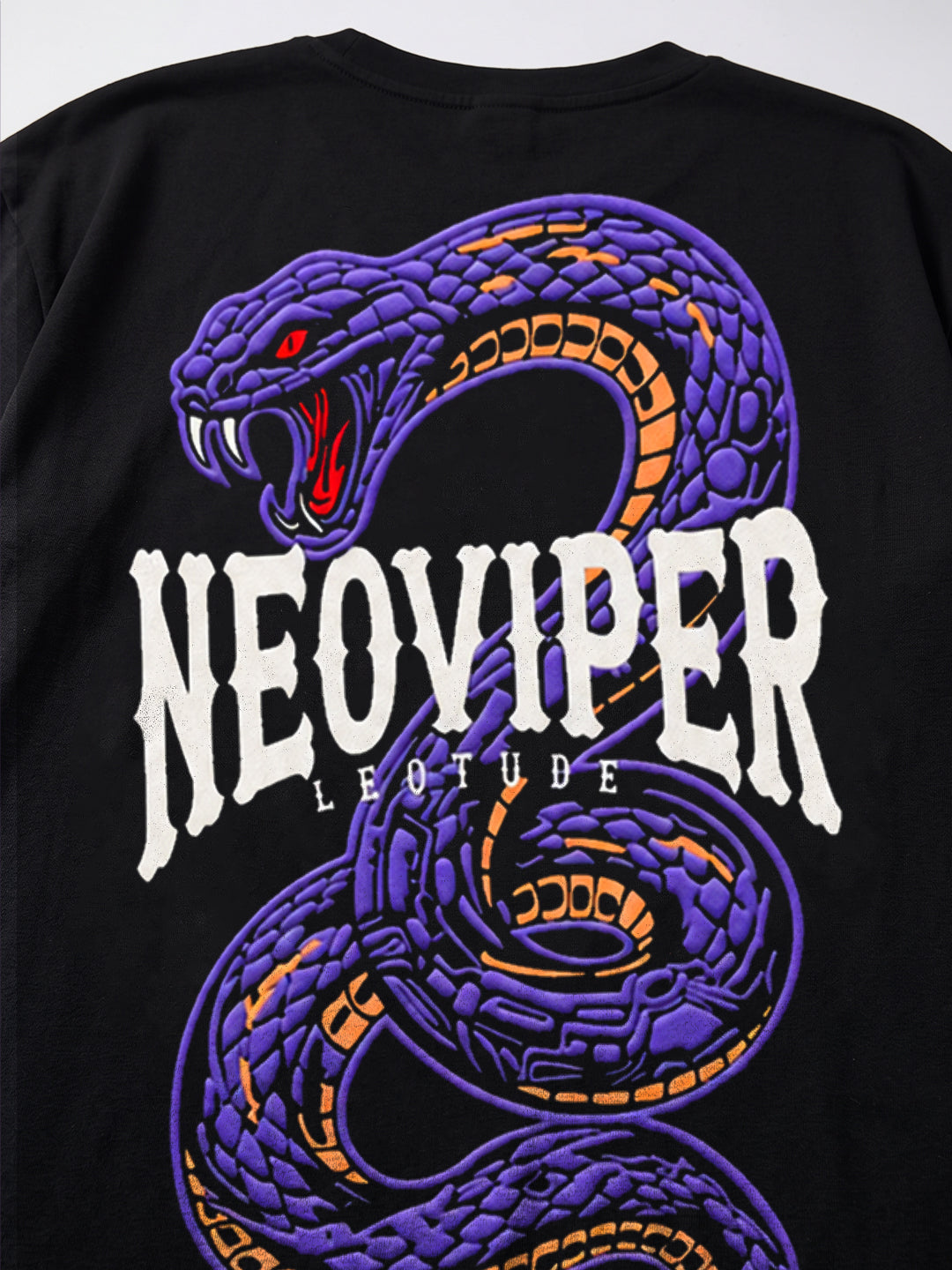 Leotude Women's Black Neoviper Premium Puff Print T-Shirt