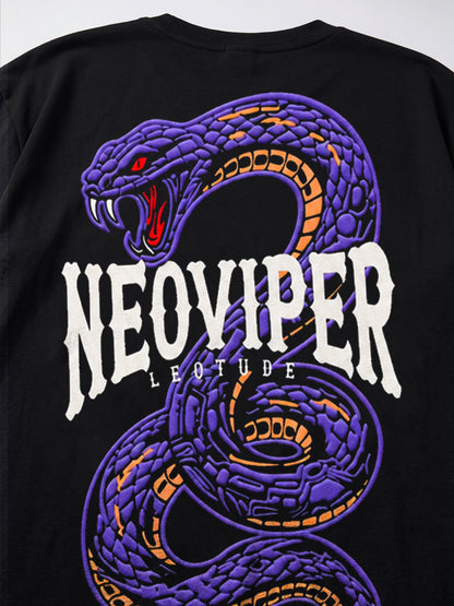 Leotude Women's Black Neoviper Premium Puff Print T-Shirt
